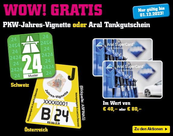 Gratis Vignette oder Aral-Tankgutschein