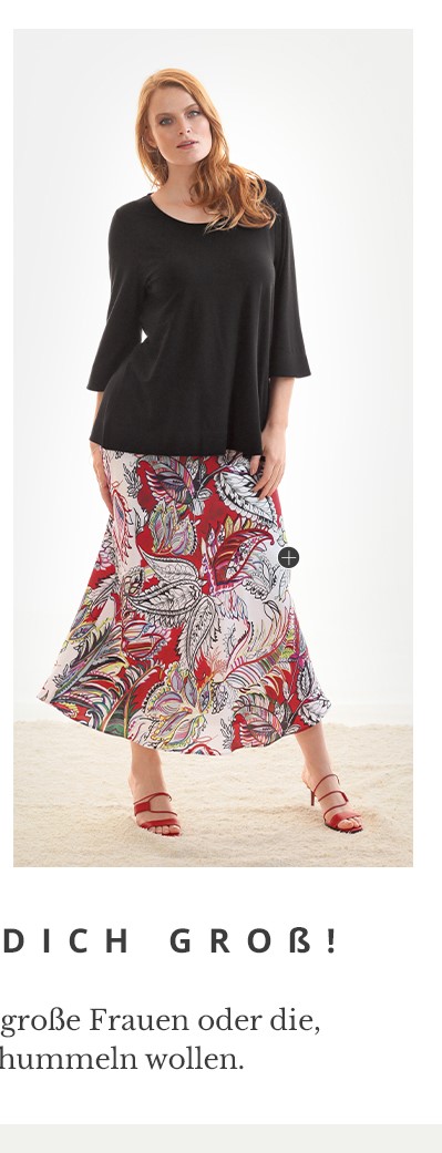 Rock, lang, ausgestellter Saum, Paisley-Design