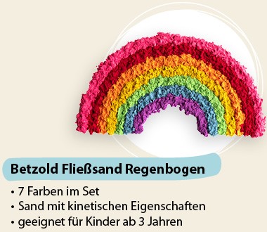 Betzold Fließsand Regenbogen - 7 Farben im Set, Sand mit kinetischen Eigenschaften, geeignet für Kinder ab 3 Jahren