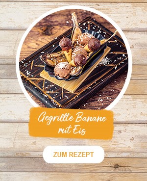 Gegrillte Bananen mit Eis. Zum Rezept.