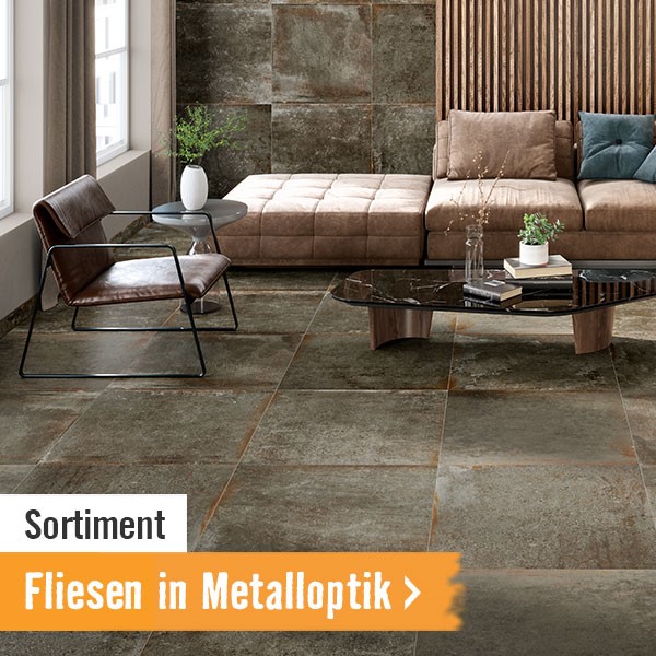 Sortiment Fliesen in Metalloptik