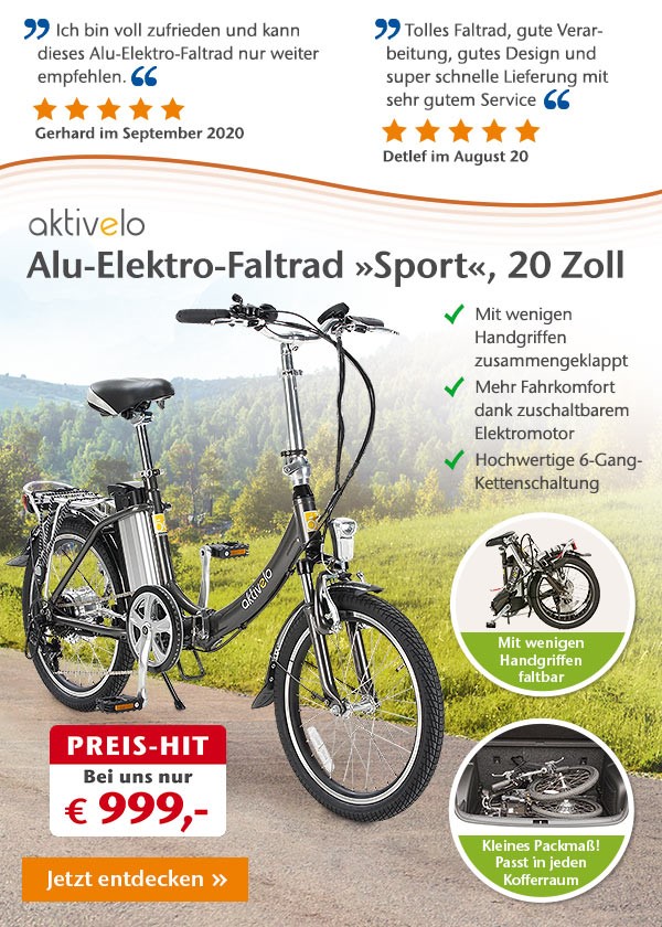 aktivelo Alu-Elektro-Faltrad »Sport«, 20 Zoll