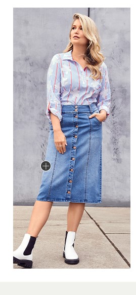 Jeansrock, 5-Pocket, Knopfleiste, gerade Form