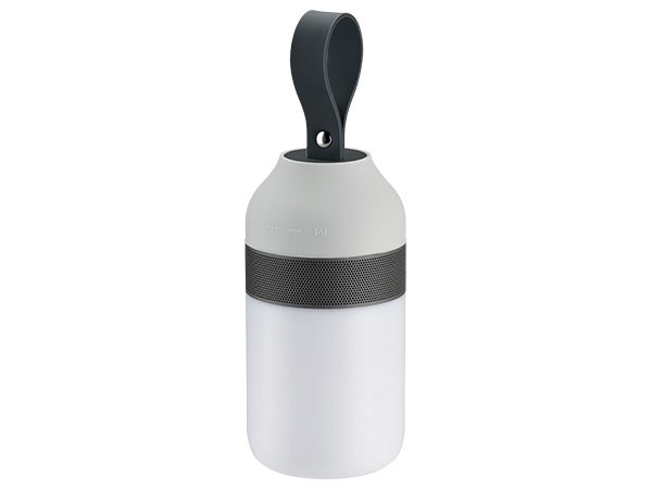 Mobile Tischleuchte IP44 dimmbar mit Lautsprecher Akkubetrieb Clutch Sound mit USB Port zum Aufladen