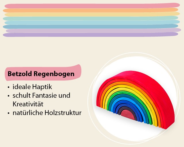 Betzold Regenbogen - ideale Haptik, schult Fantasie und Kreativität, natürliche Holzstruktur