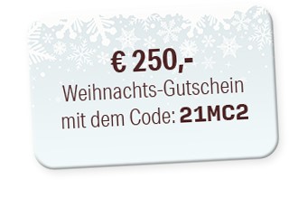 € 250,- Weihnachts-Gutschein mit dem Code: 21MC2
