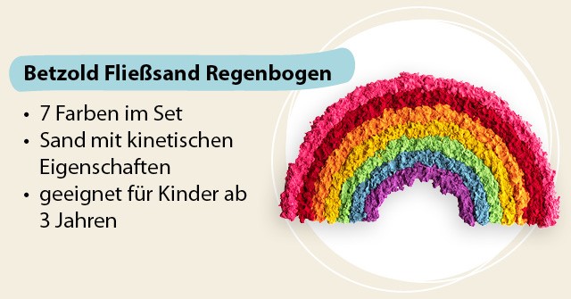Betzold Fließsand Regenbogen - 7 Farben im Set, Sand mit kinetischen Eigenschaften, geeignet für Kinder ab 3 Jahren