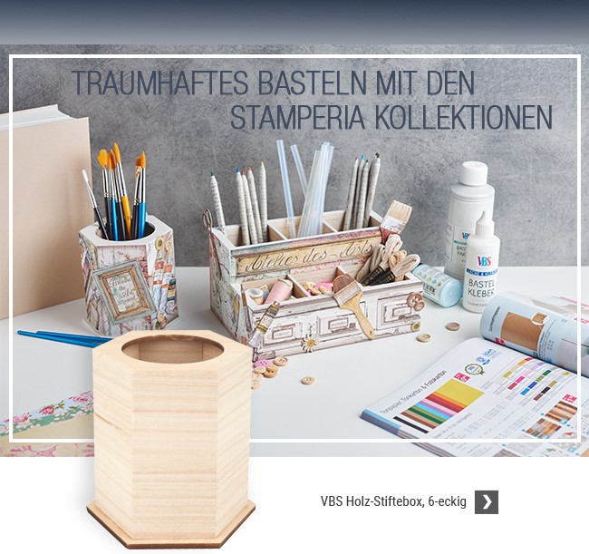 VBS Holz-Stiftebox, 6-eckig
