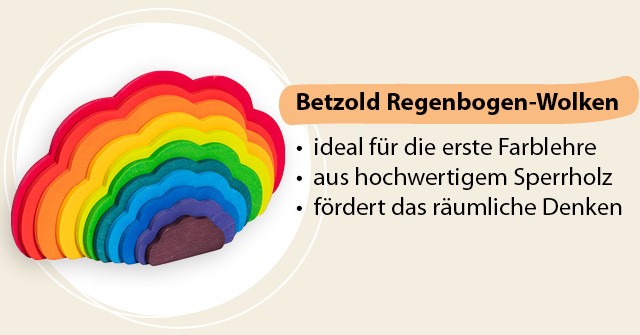 Betzold Regenbogen-Wolken - ideal für die erste Farblehre, aus hochwertigem Sperrholz, fördert das räumliche Denken