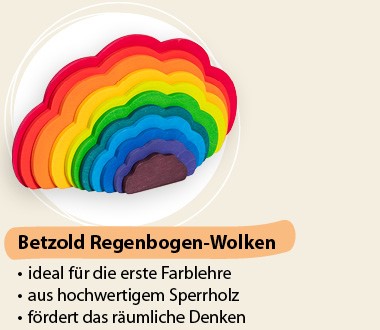 Betzold Regenbogen-Wolken - ideal für die erste Farblehre, aus hochwertigem Sperrholz, fördert das räumliche Denken