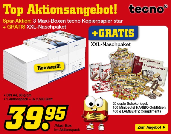 Kopierpapier + gratis XXL-Naschpaket