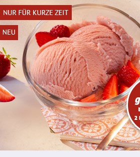 Direkt aus Italien zu Ihnen nach Hause: fruchtiges Erdbeersorbet mit feinem Erdbeerpüree und einem Schuss original italienischem Weißwein. Enthält Alkohol. Zum Produkt.