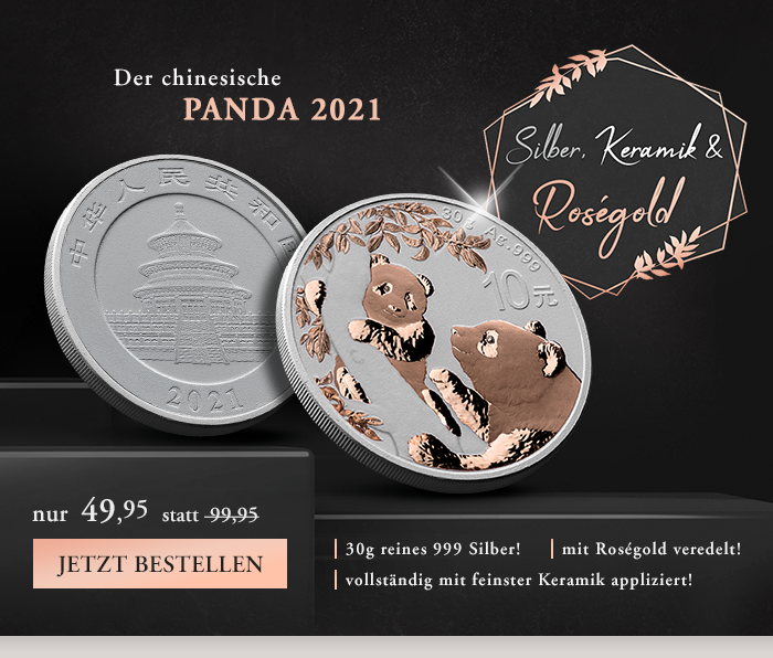 Der chinesische Panda 2021 in Silber, Keramik & Rosegold