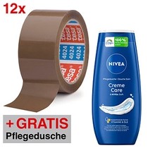 AKTION: tesa Packband tesapack® 4024 PV4 braun 50,0 mm x 66,0 m 12 Rollen + GRATIS Nivea Creme Care Pflegedusche 250,0 ml