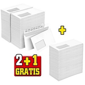 2 + 1 GRATIS: office discount Briefumschläge DIN lang mit Fenster weiß haftklebend 2x 500 St. + GRATIS 1x 500 St.