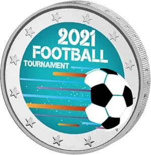 2 Euro BRD Fußballtunier 2021 mit Farb-Applikation