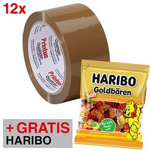 AKTION: Printus Packband braun 50,0 mm x 66,0 m 12 Rollen + GRATIS HARIBO Saft Goldbären Fruchtgummi 160,0 g