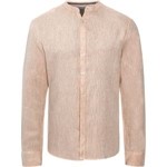 MANGUUN Leinenhemd, uni, Melange, Stehkragen, Modern Fit, für Herren 