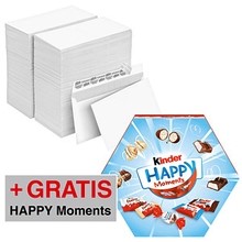 AKTION: office discount Briefumschläge DIN lang ohne Fenster weiß haftklebend 2x 500 St. + GRATIS kinder HAPPY moments mini mix Schokolade 161,0 g
