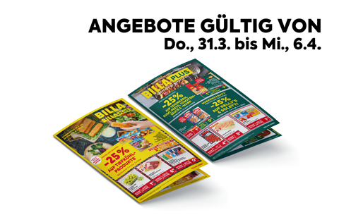 BILLA und BILLA PLUS Flugblatt KW13. Gültig von Do., 31.3. bis Mi., 6.4..