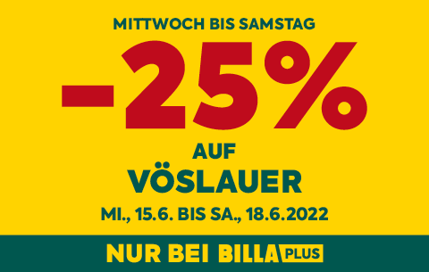 -25% auf Vöslauer, gültig von 15.6. bis 18.6. bei BILLA & BILLA PLUS
