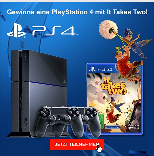PlayStation 4 Gewinnspiel: Jetzt mitmachen und PS4 + It Takes Two gewinnen!
